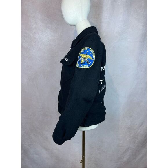Vintage US Navy Tour Wool Jacket USS. Trippe 82 World Military NC Cyper Punk Alt - Picture 4 of 8